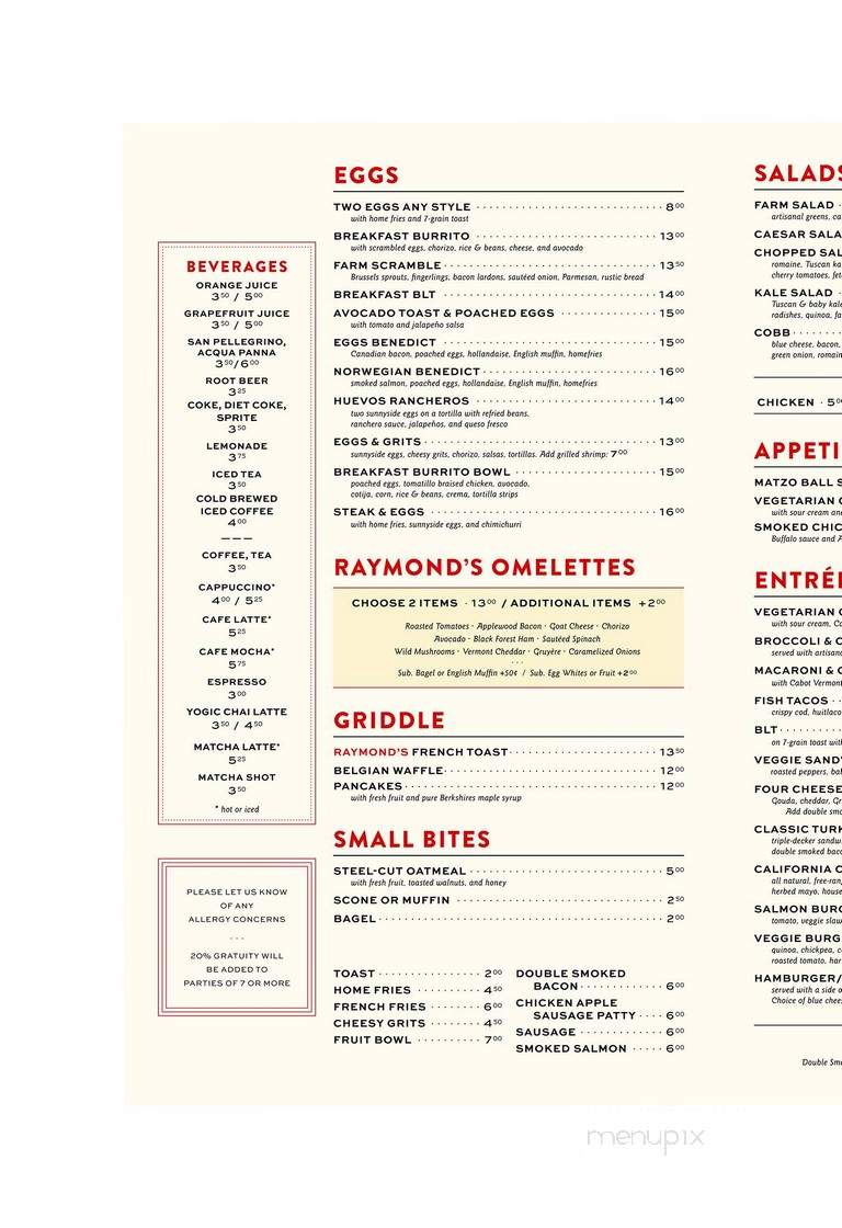 Raymond's - Montclair, NJ menu_pic