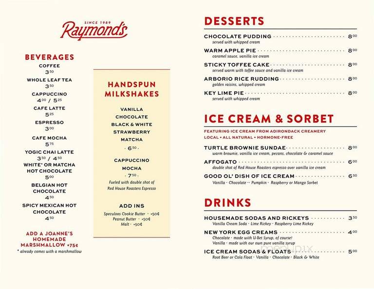 Raymond's - Montclair, NJ menu_pic