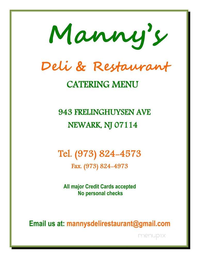 Manny's Deli - Newark, NJ menu_pic