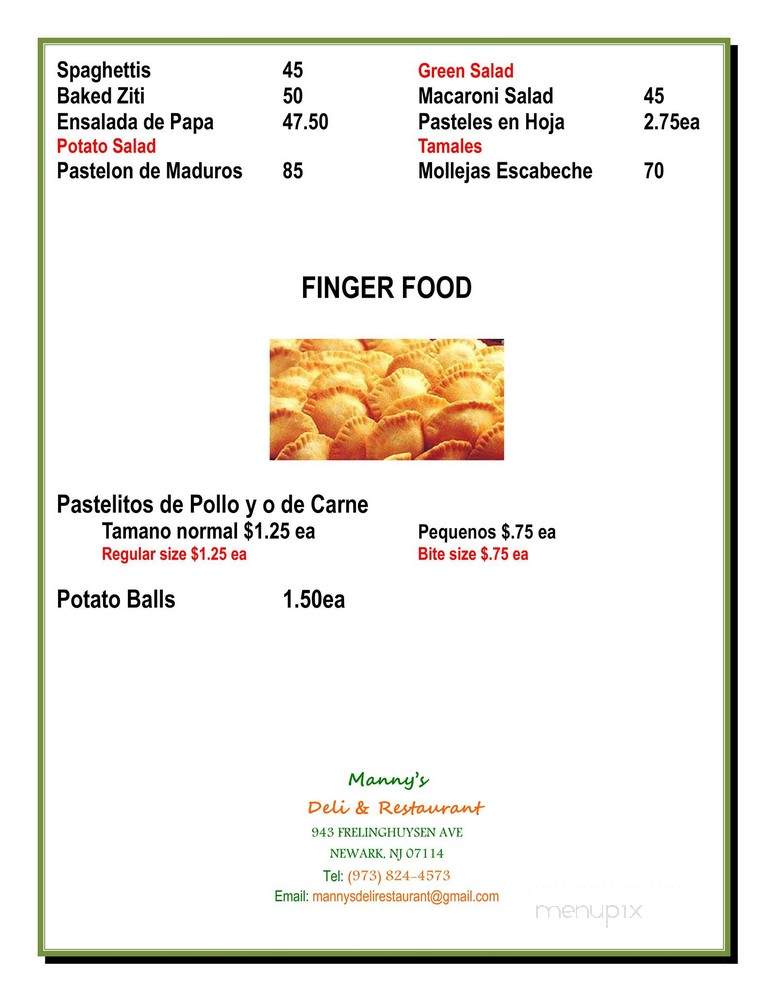 Manny's Deli - Newark, NJ menu_pic