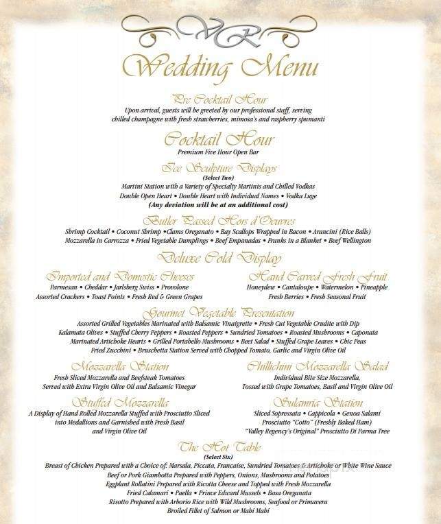 Valley Regency - Clifton, NJ menu_pic