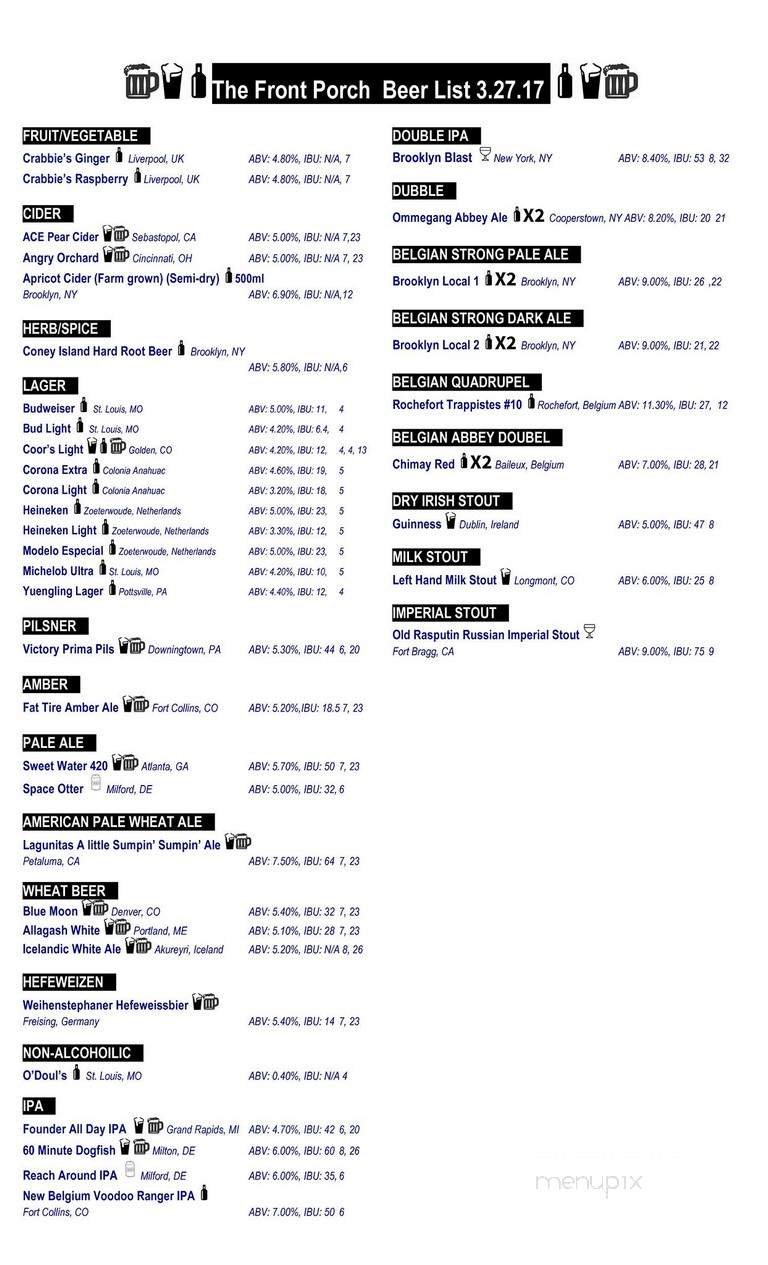Front Porch - Hawthorne, NJ menu_pic