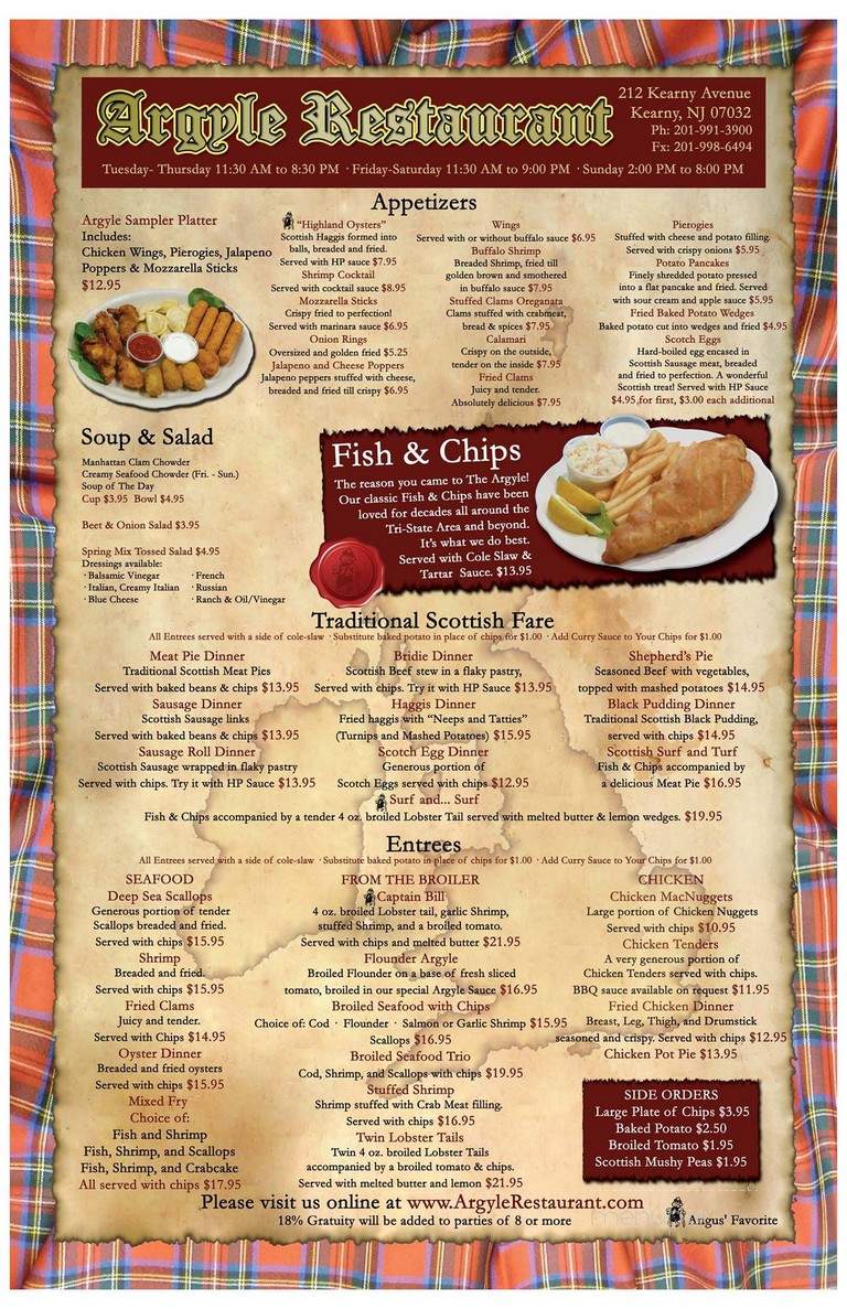 Argyle Fish & Chip Restaurant - Kearny, NJ menu_pic