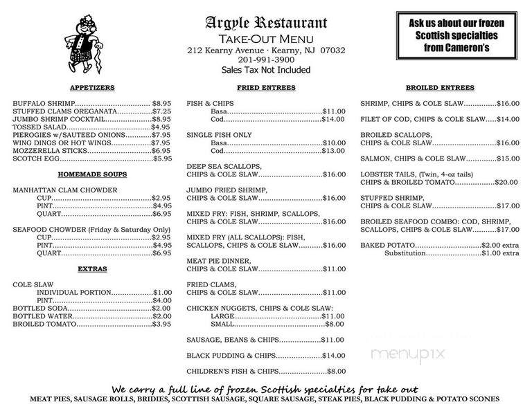 Argyle Fish & Chip Restaurant - Kearny, NJ menu_pic