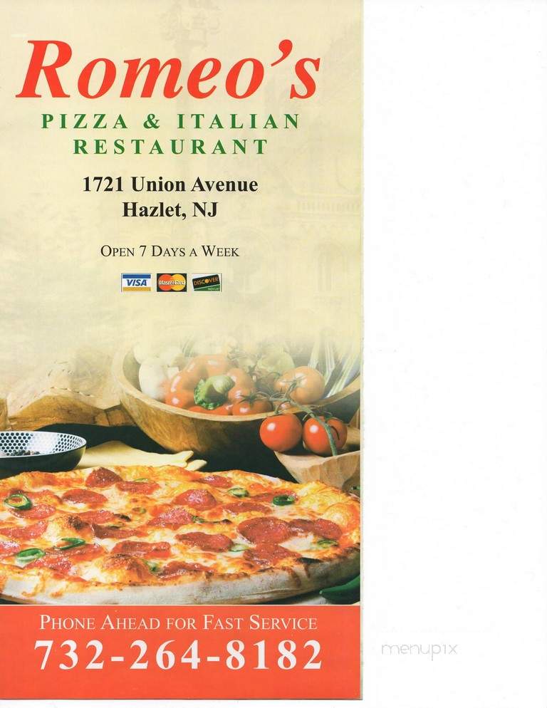 Romeo's Pizza & Restaurant - Hazlet, NJ menu_pic