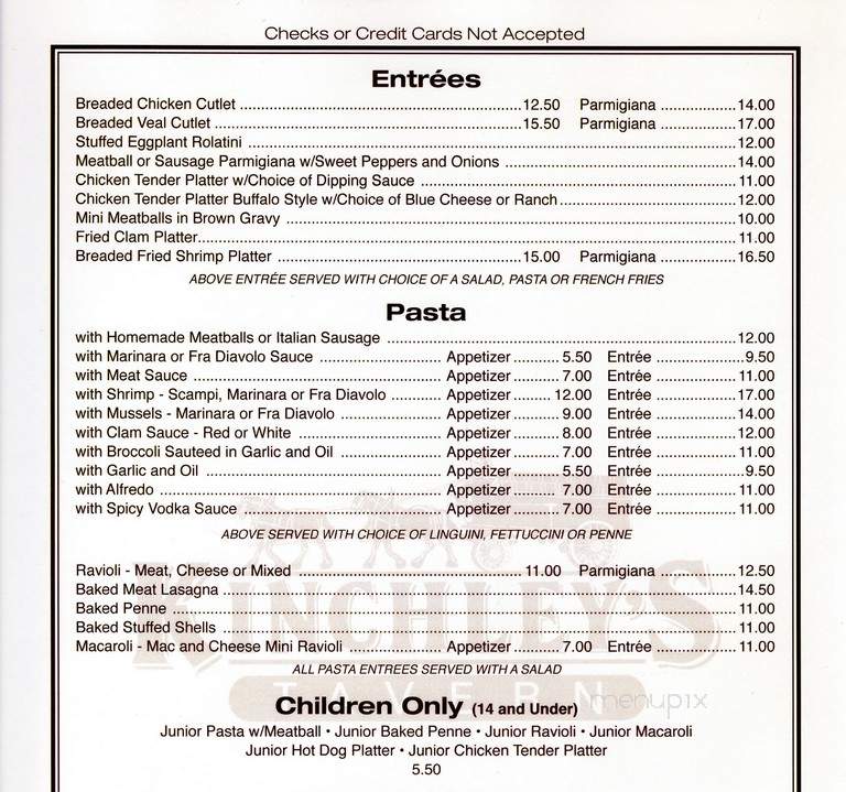 Kinchley's Tavern Inc - Ramsey, NJ menu_pic