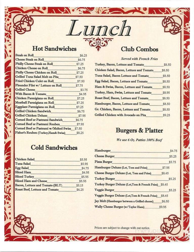 Fisher's Cafe - North Arlington, NJ menu_pic