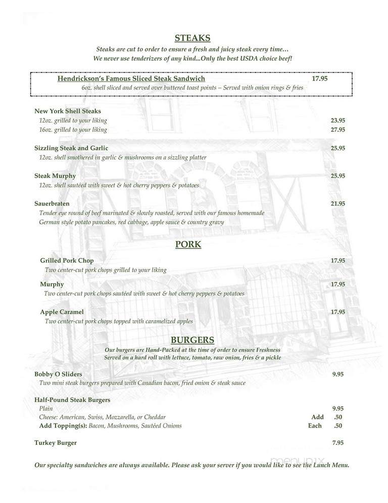 Hendricksons Restaurant - Bayonne, NJ menu_pic