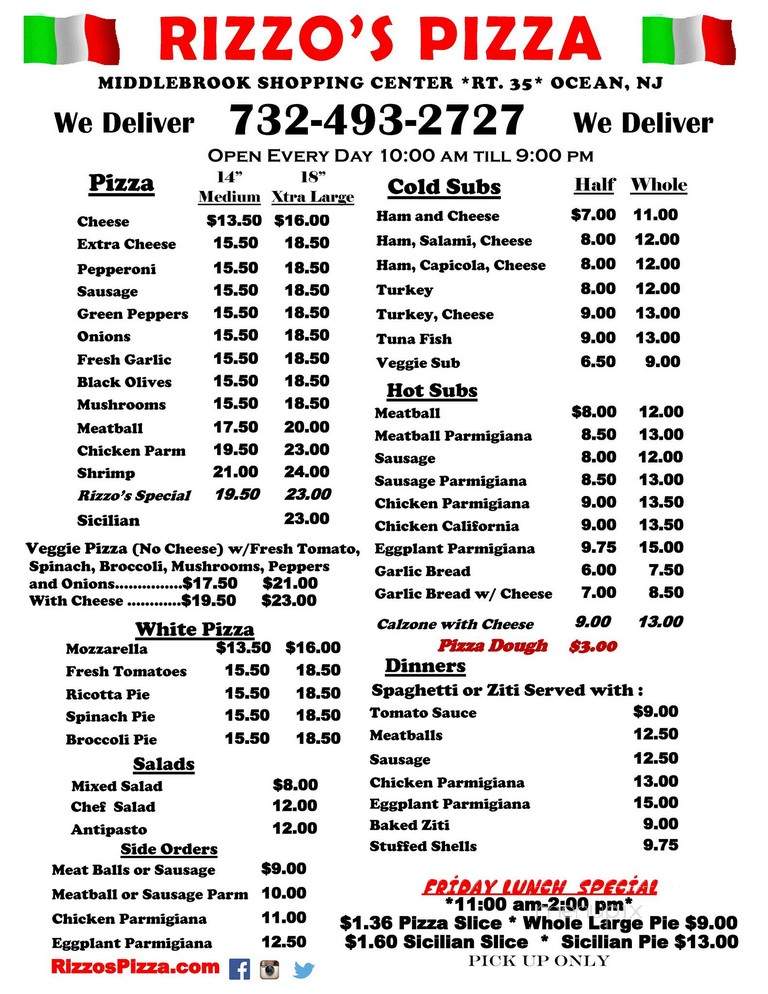 Rizzo's Pizza - Ocean, NJ menu_pic