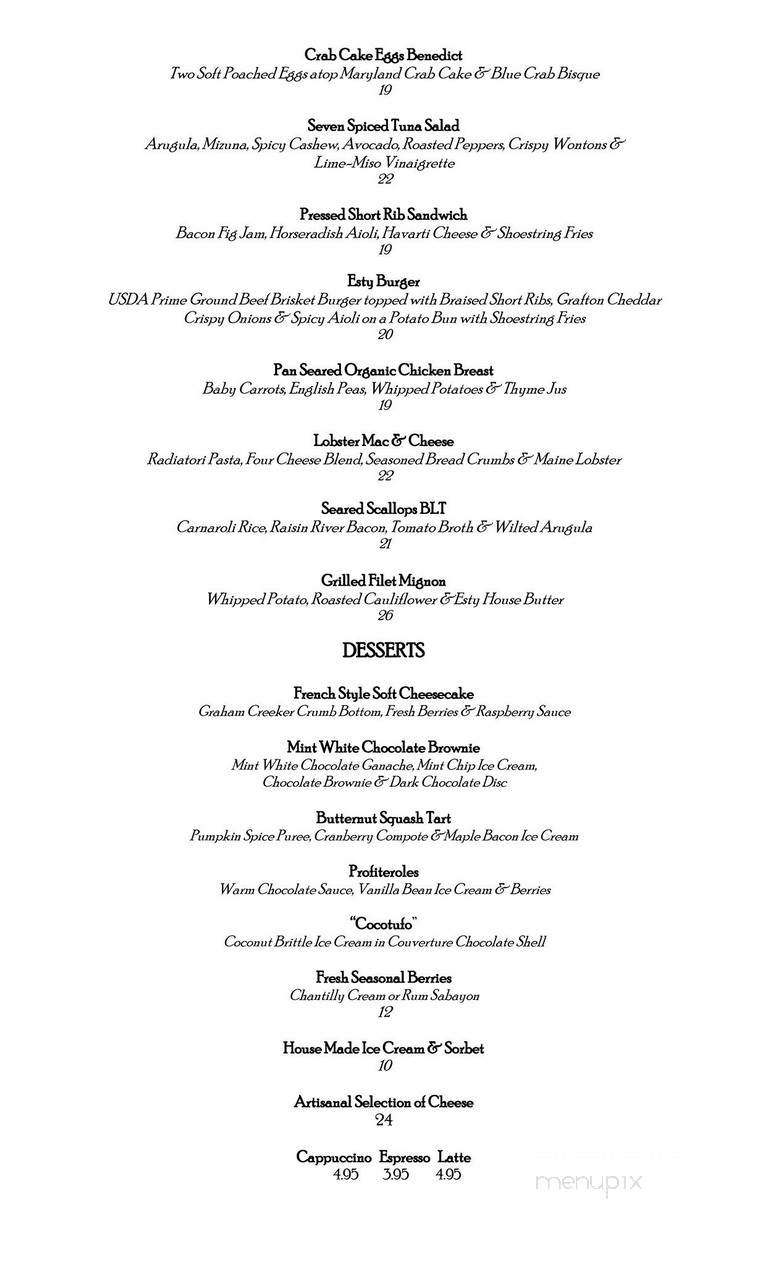 Esty Street - Park Ridge, NJ menu_pic