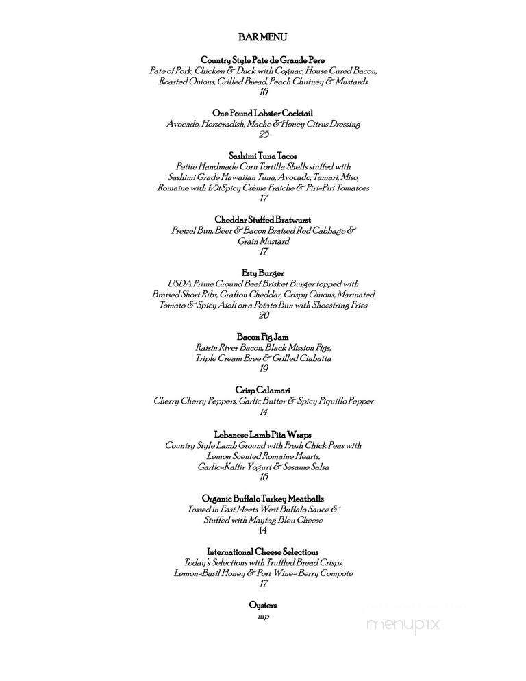 Esty Street - Park Ridge, NJ menu_pic
