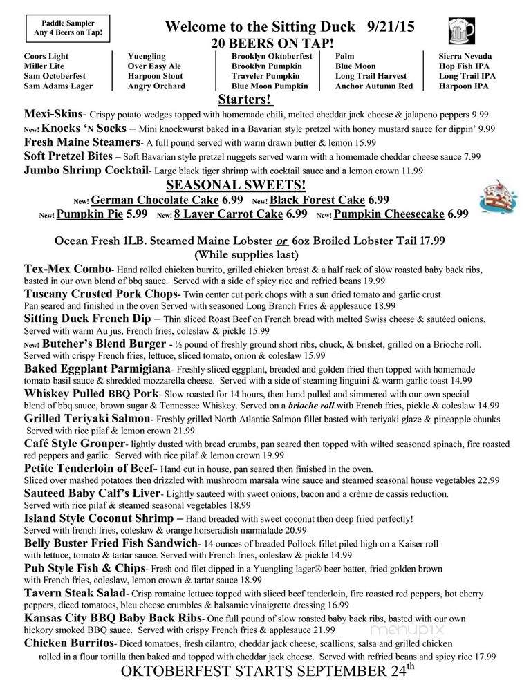 Sitting Duck Restaurant - Long Branch, NJ menu_pic