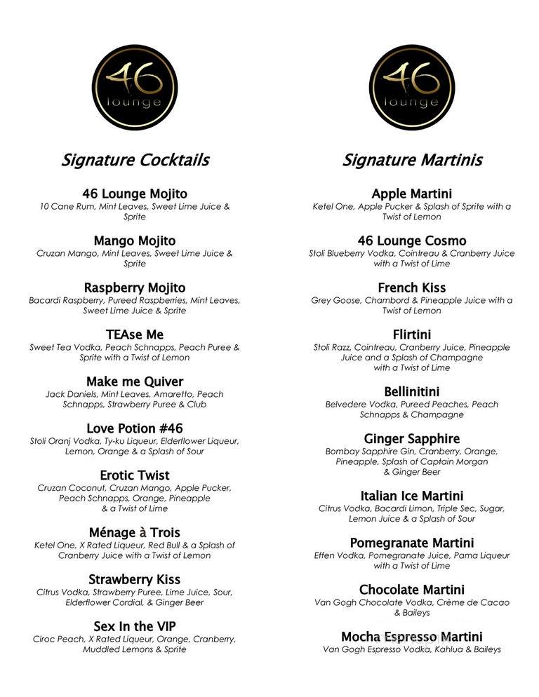 46 Lounge - Totowa, NJ menu_pic