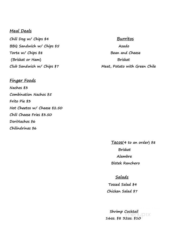 D & N Restaurant - Jal, NM menu_pic