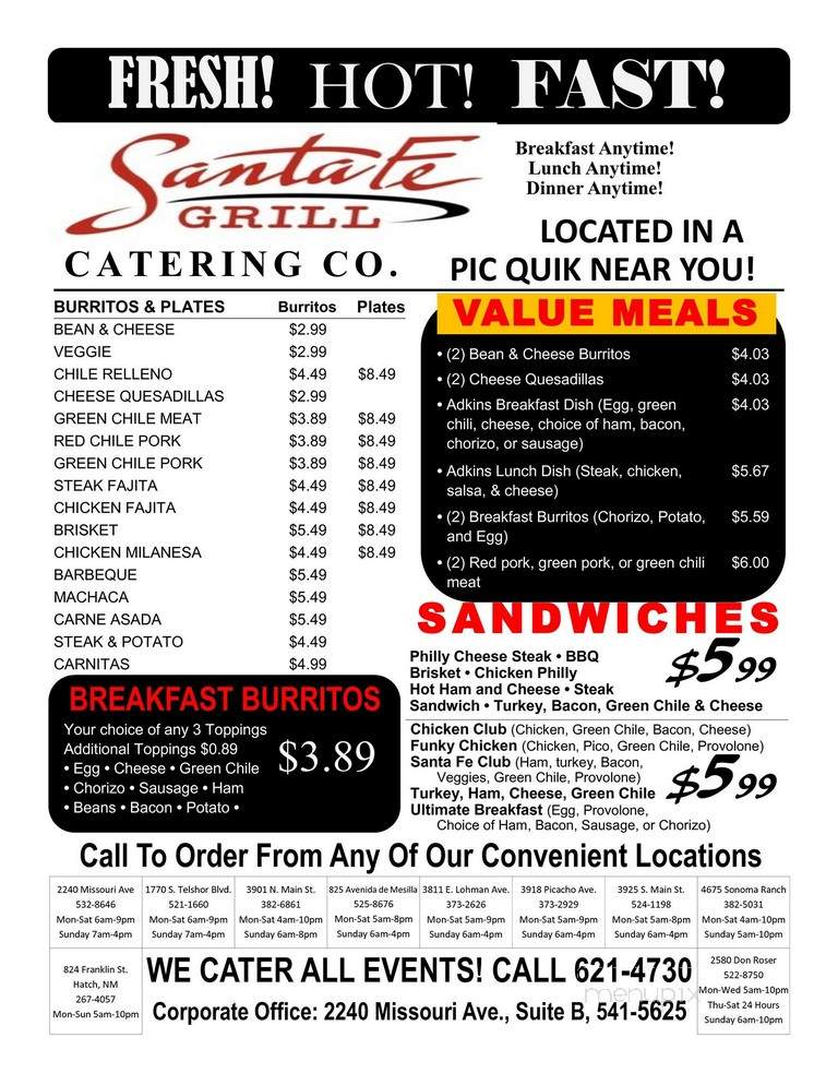 Santa Fe Grill - Las Cruces, NM menu_pic