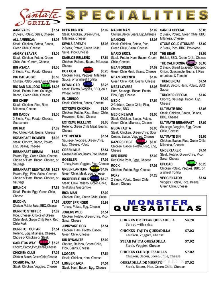 Santa Fe Grill - Las Cruces, NM menu_pic