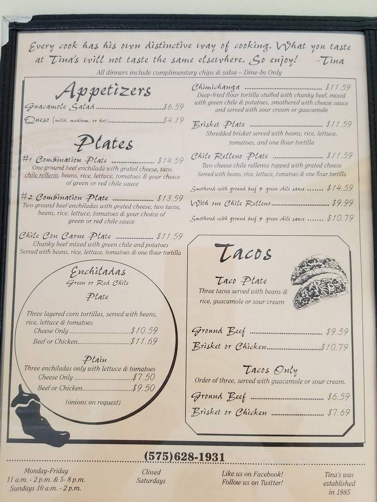 Tina's Cafe - Carlsbad, NM menu_pic