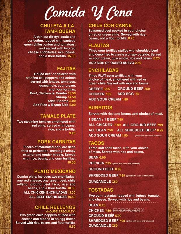 El Camino Nuevo - Ruidoso, NM menu_pic