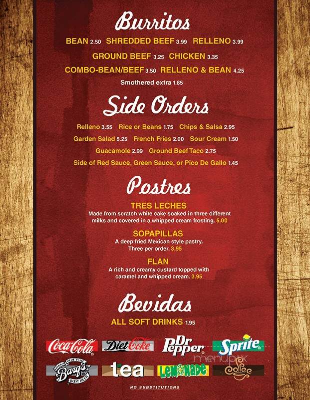 El Camino Nuevo - Ruidoso, NM menu_pic