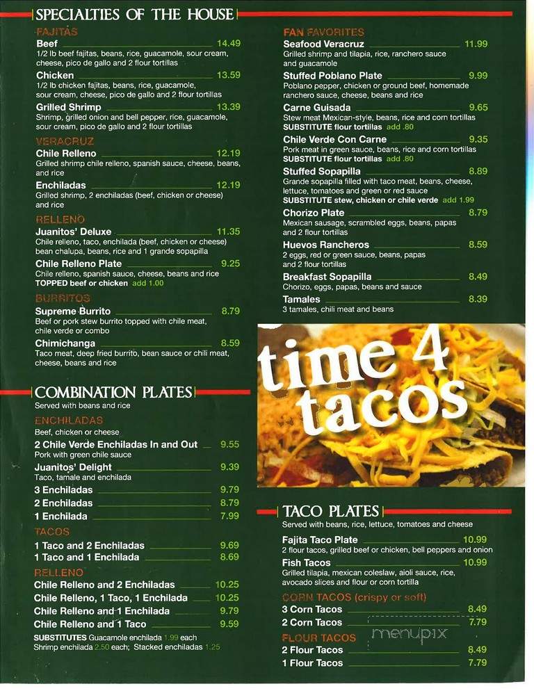 Juanito's Mexican Restaurant - Clovis, NM menu_pic