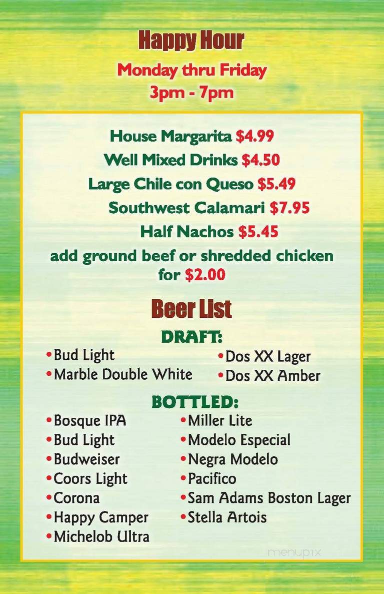 Los Cuates - Albuquerque, NM menu_pic