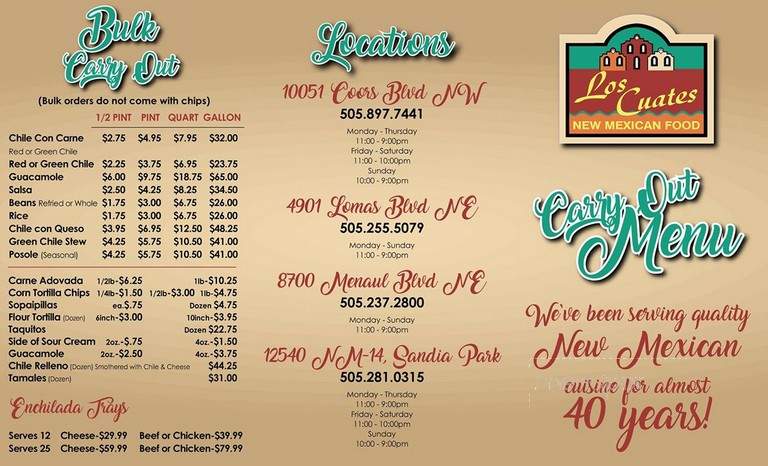 Los Cuates - Albuquerque, NM menu_pic