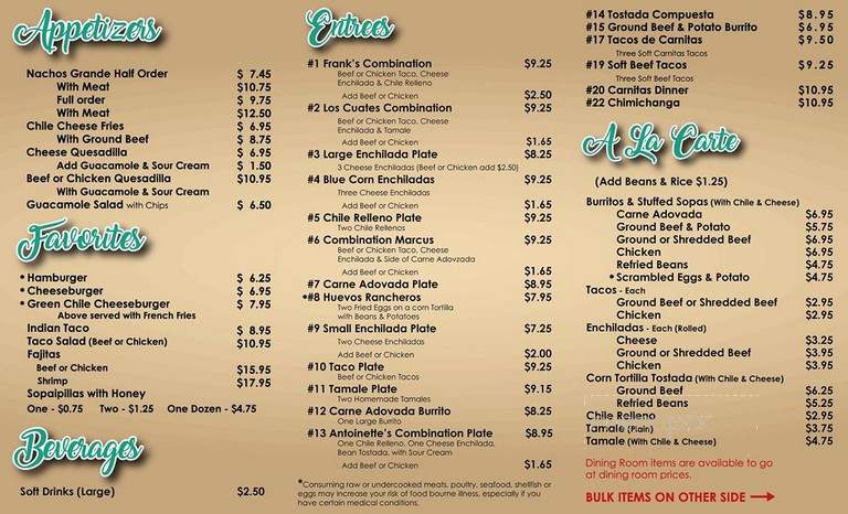 Los Cuates - Albuquerque, NM menu_pic