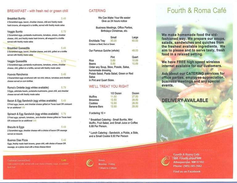 Fourth & Roma Cafe - Albuquerque, NM menu_pic
