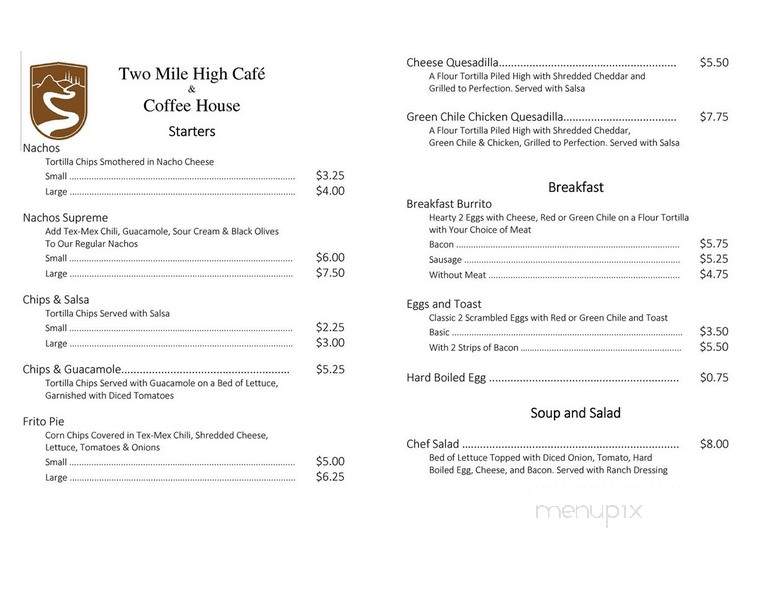 Sandia Crest House Gift Shop - Sandia Park, NM menu_pic