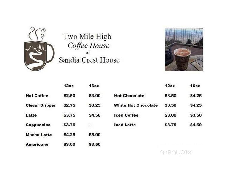 Sandia Crest House Gift Shop - Sandia Park, NM menu_pic