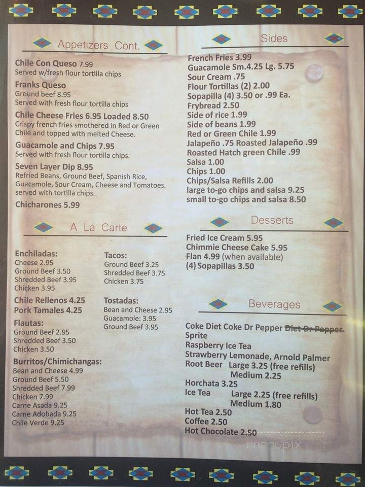 Francisca's Restaurant - Farmington, NM menu_pic