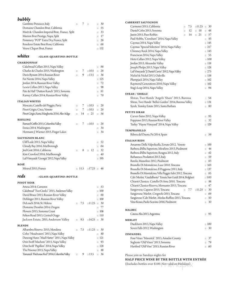 800 Maple - Williamsville, NY menu_pic