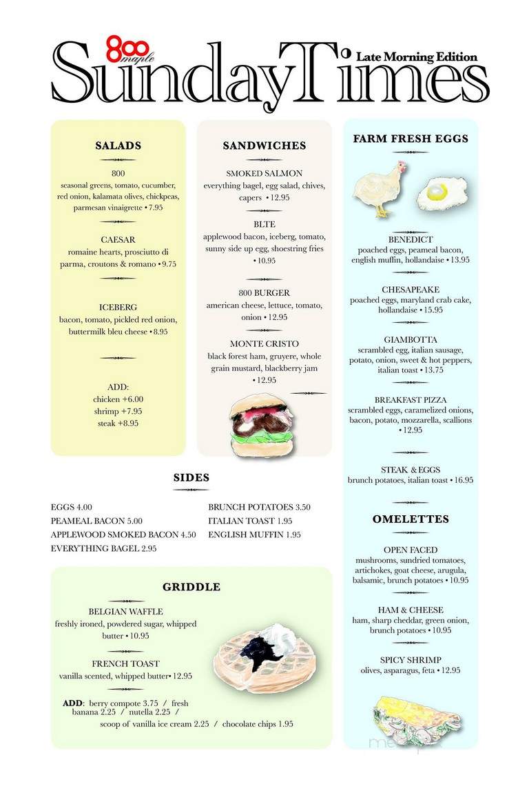 800 Maple - Williamsville, NY menu_pic