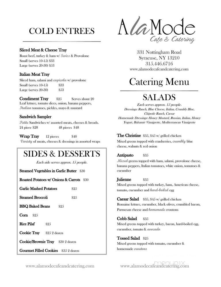 A-La-Mode Ice Cream & Sandwich - Syracuse, NY menu_pic