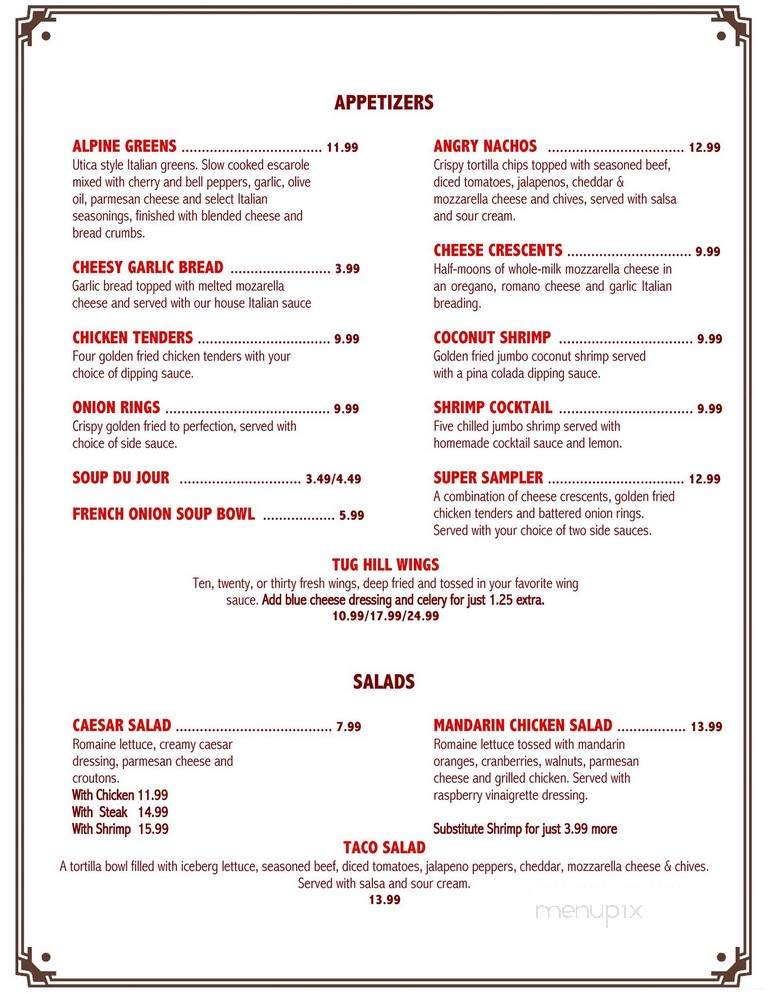 Alpine Restaurant - Constableville, NY menu_pic