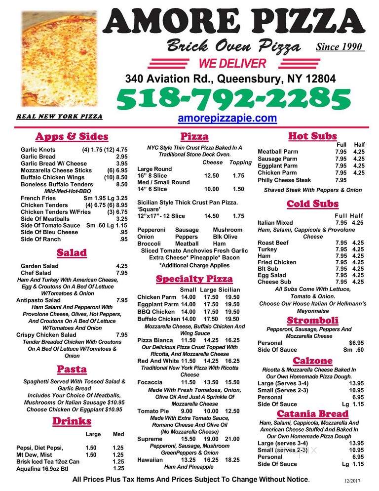 Amore Pizza - Queensbury, NY menu_pic