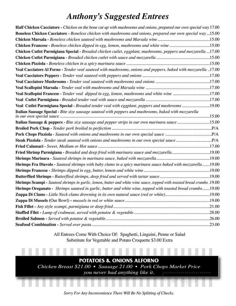Anthony's Place - Brooklyn, NY menu_pic