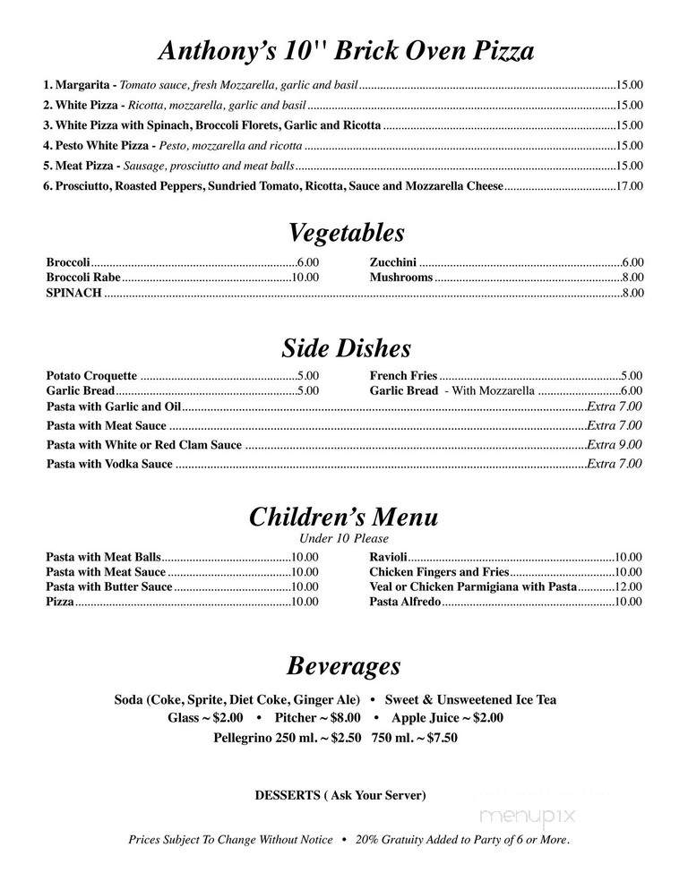 Anthony's Place - Brooklyn, NY menu_pic