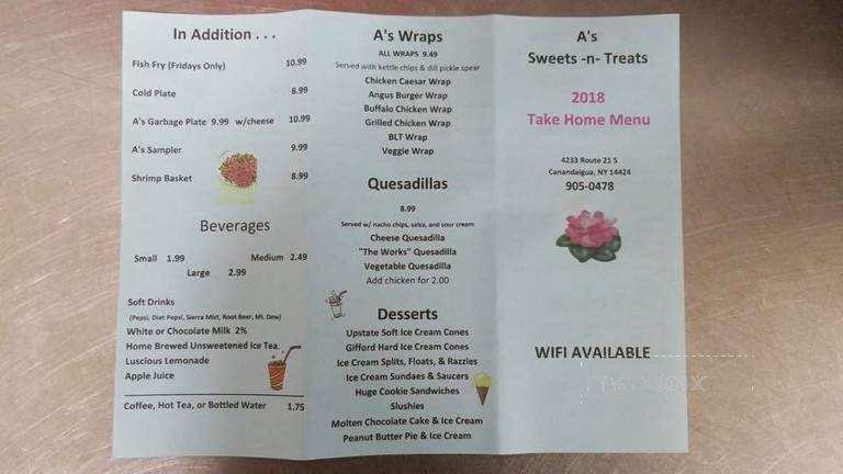 A's Sweets & Treats - Canandaigua, NY menu_pic
