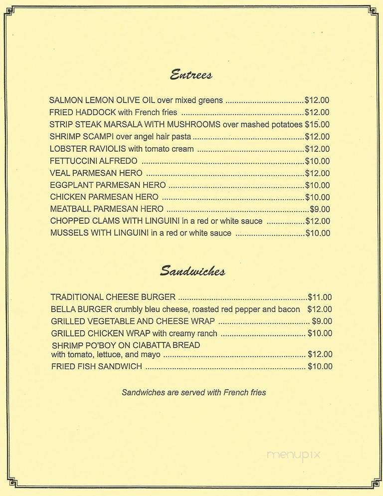 Bella Michael's Restaurant - Oneonta, NY menu_pic