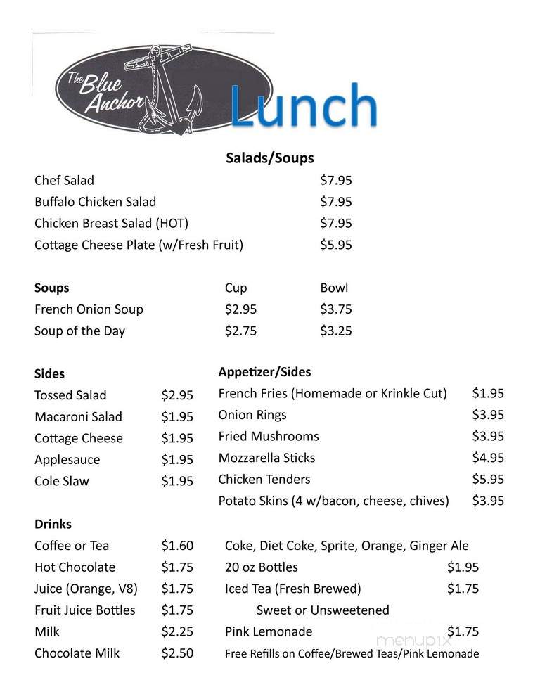 Blue Anchor Restaurant - Poland, NY menu_pic