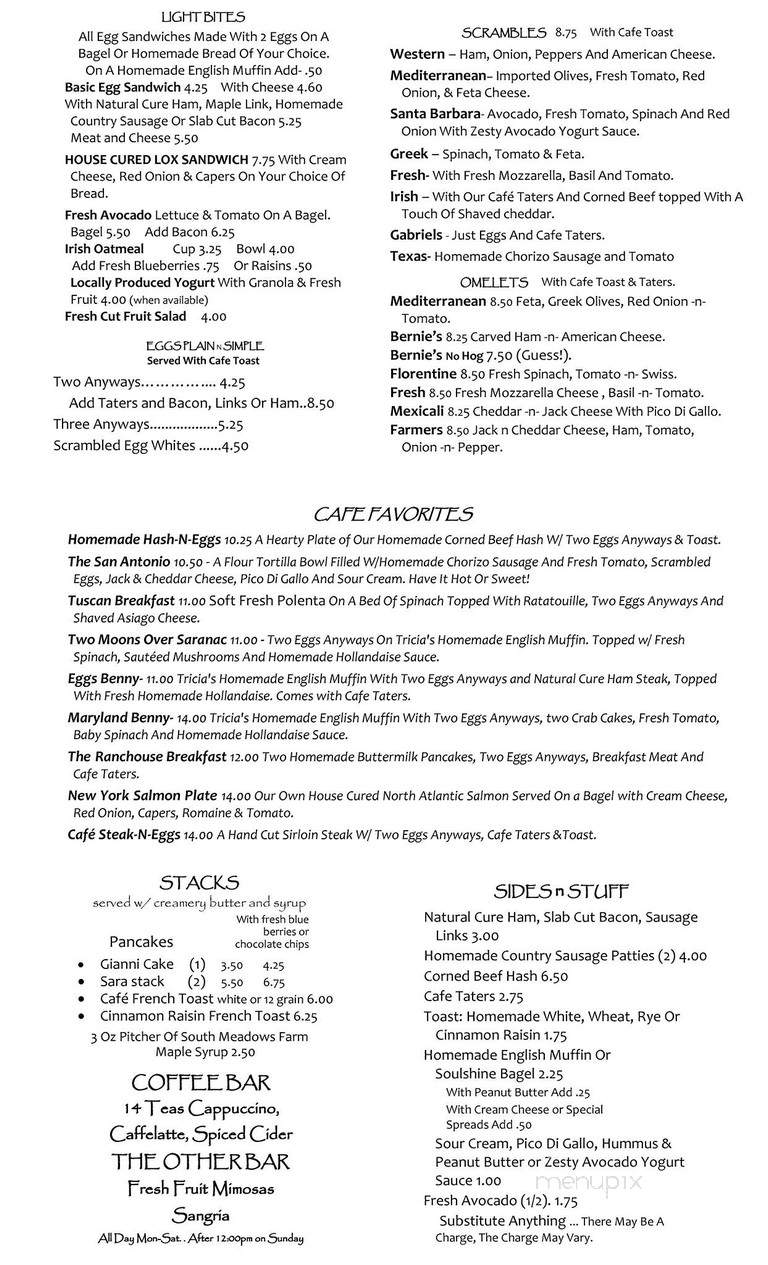 Blue Moon Cafe - Saranac Lake, NY menu_pic