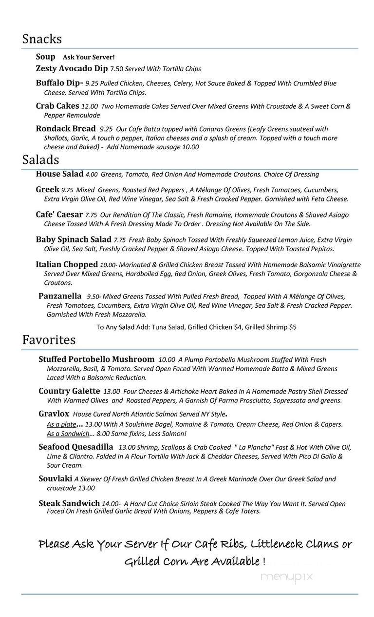 Blue Moon Cafe - Saranac Lake, NY menu_pic