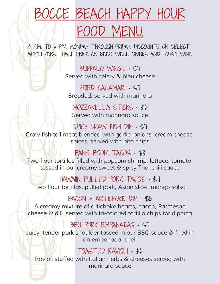 Bocce Beach Restaurant - Ocean Beach, NY menu_pic