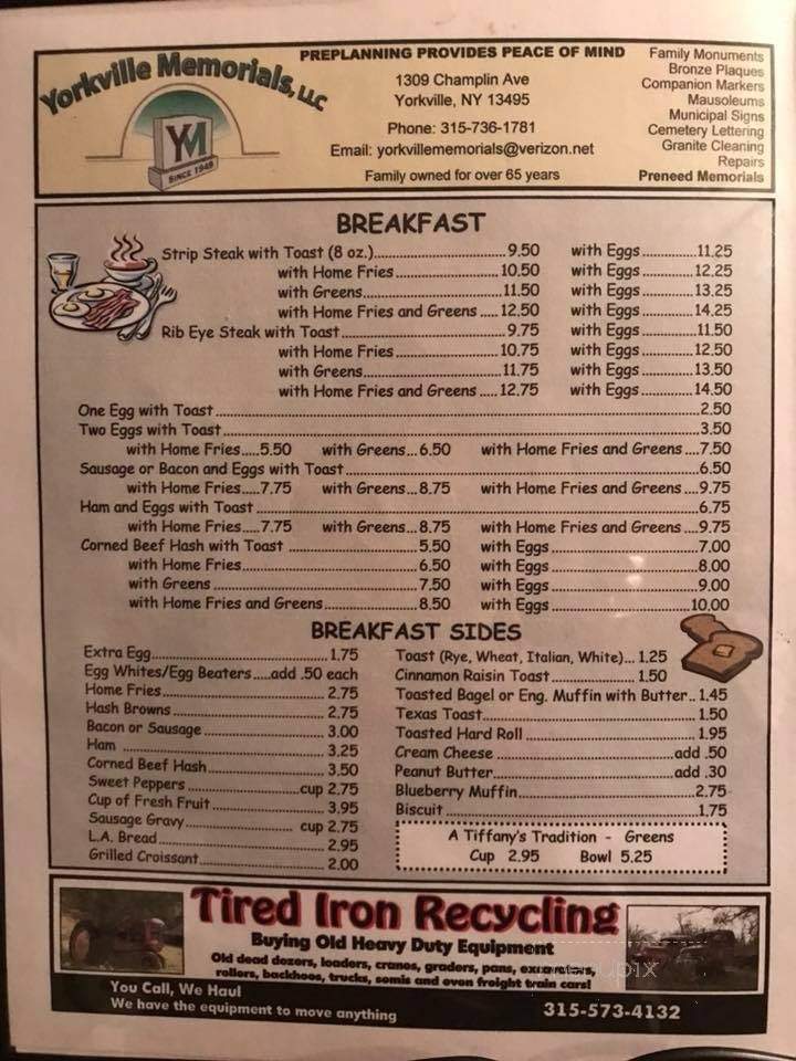 Breakfast At Tiffany's - Clinton, NY menu_pic