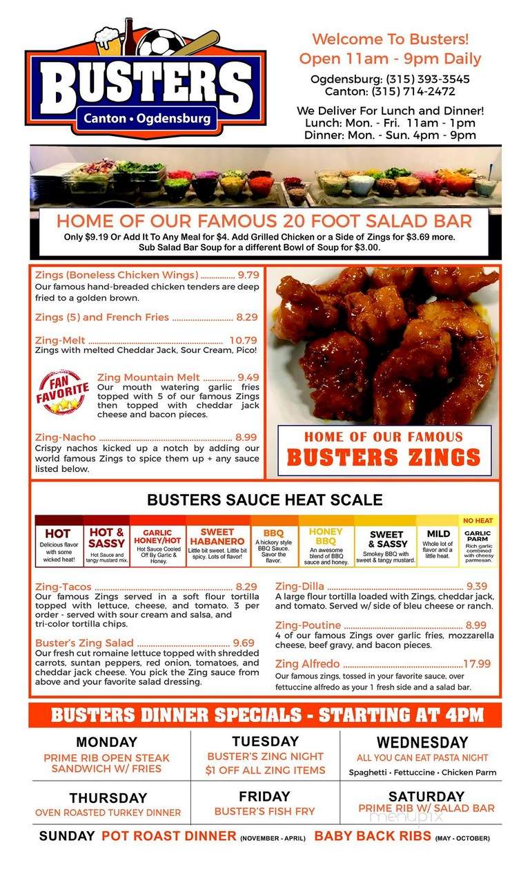 Buster's Sports Bar - Ogdensburg, NY menu_pic