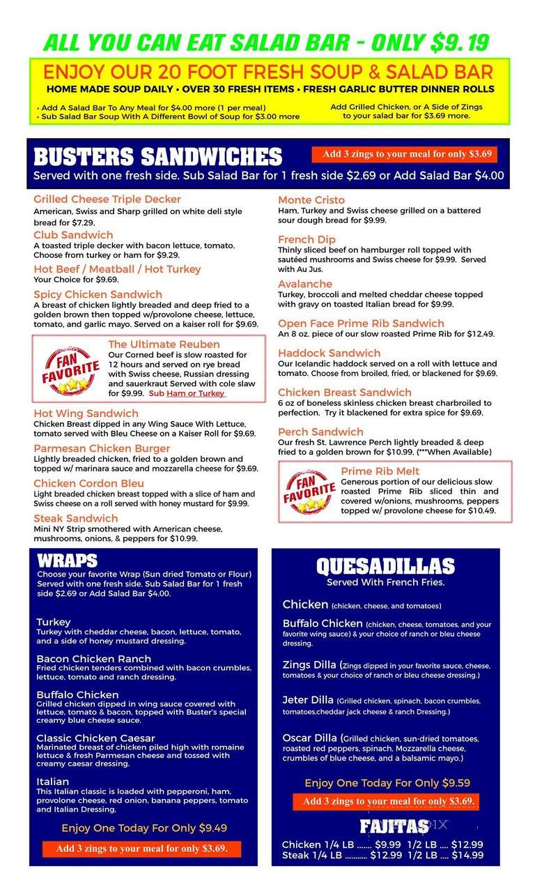 Buster's Sports Bar - Ogdensburg, NY menu_pic