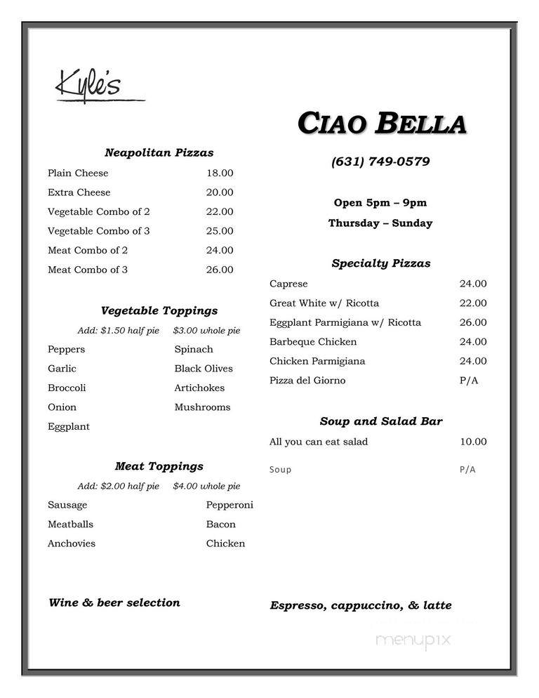 Cafe 27 - Shelter Island, NY menu_pic