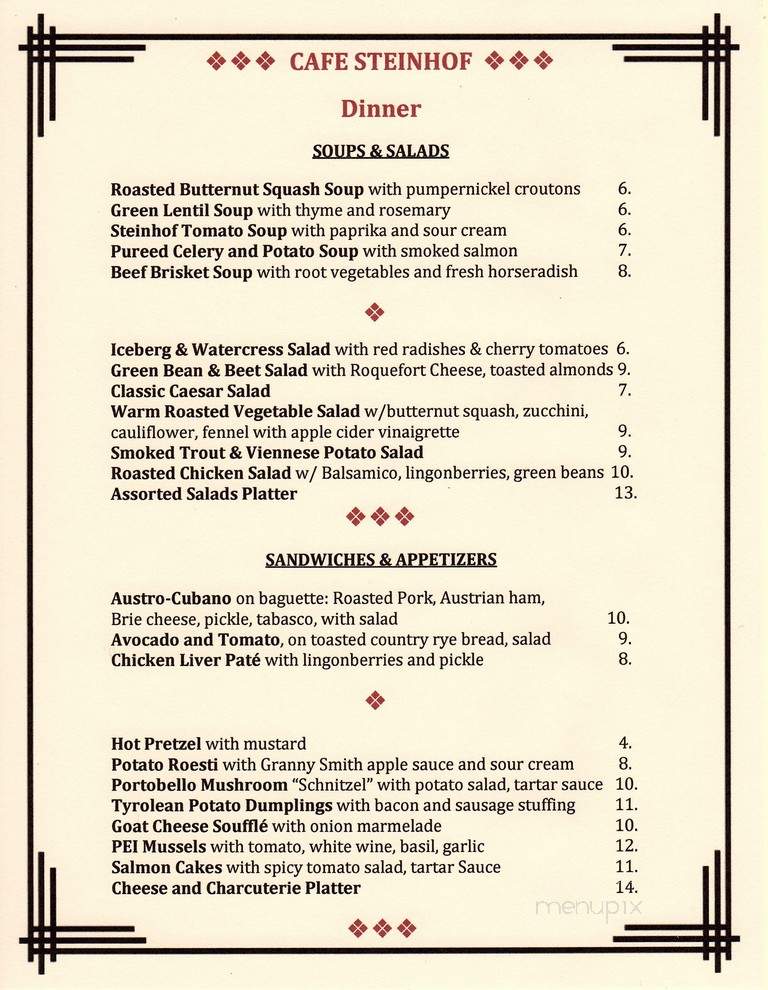 Cafe Steinhof - Brooklyn, NY menu_pic