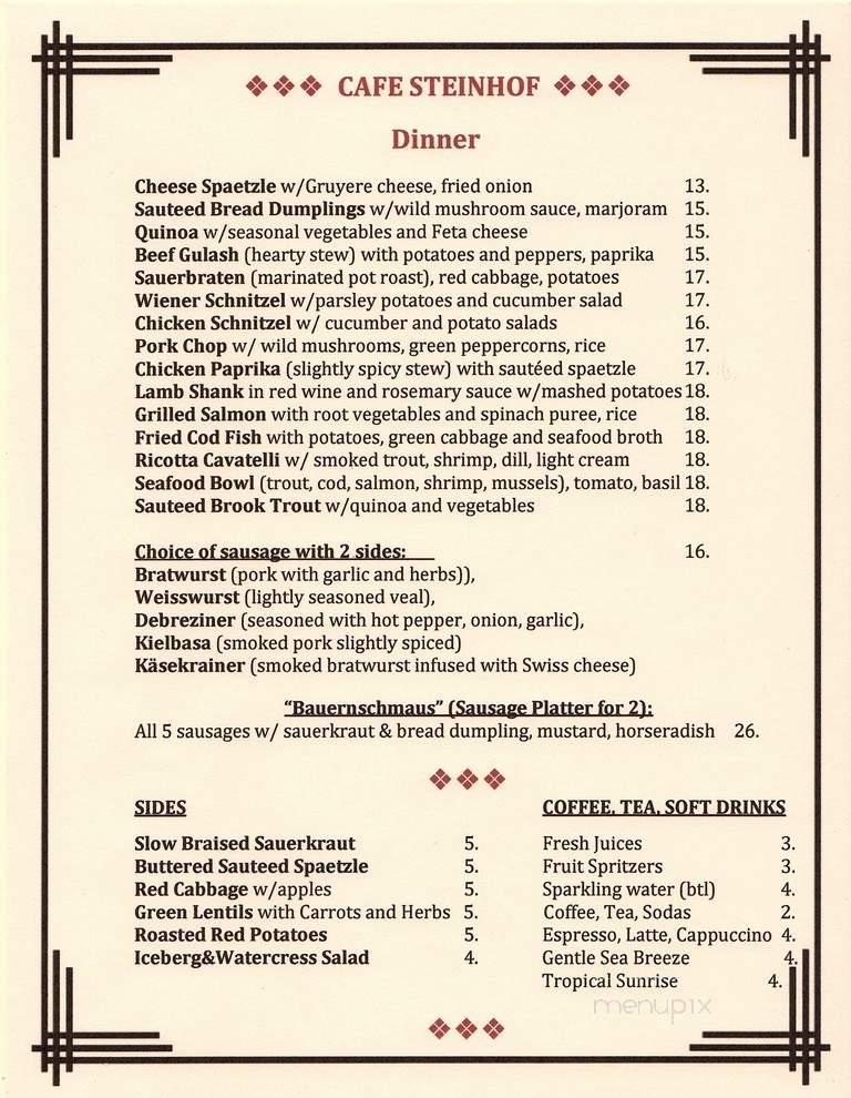 Cafe Steinhof - Brooklyn, NY menu_pic